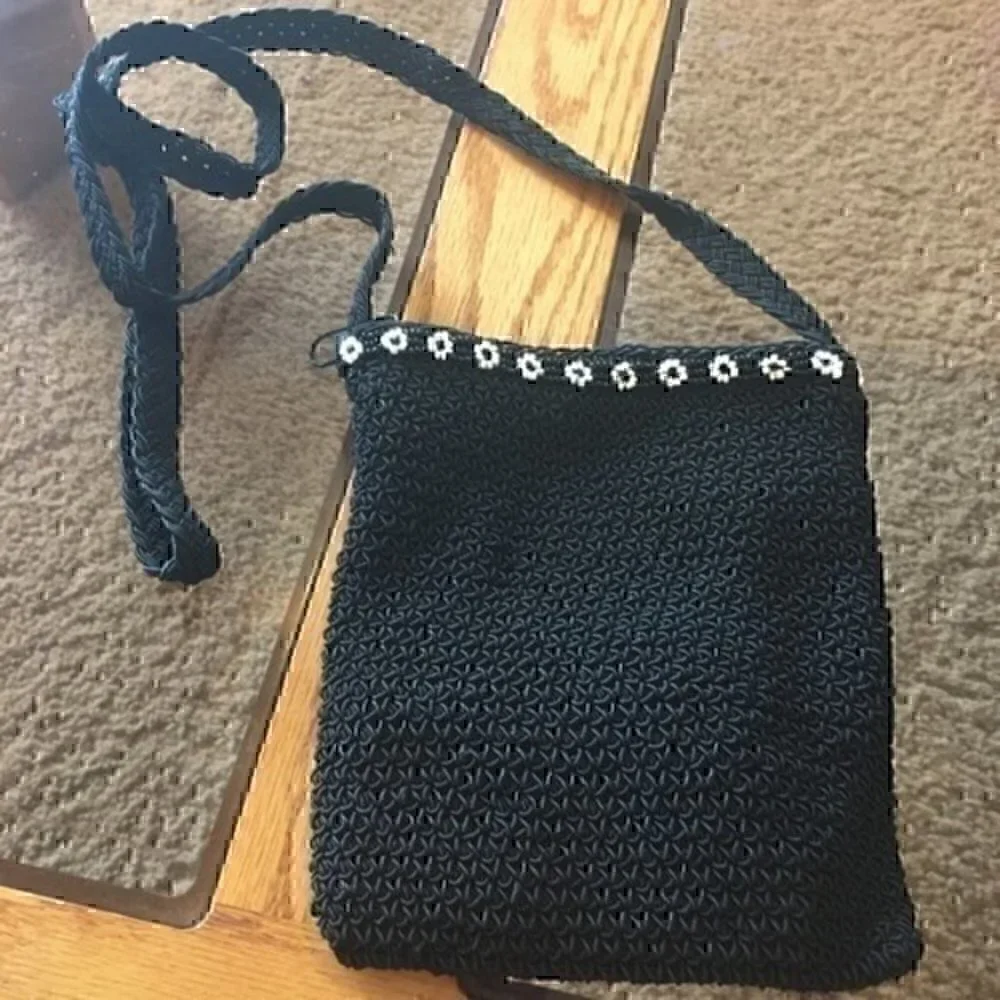Little girls purse black and white beaded